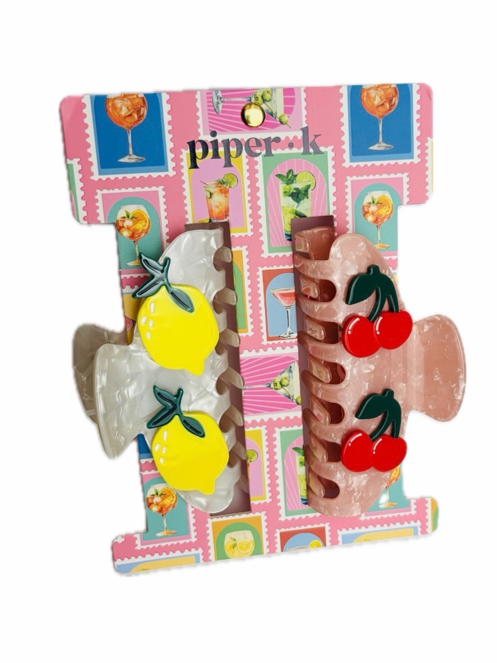 NWT 🍋🍒 Piper K Fruit Themed Hair Claw Clips Set of 2